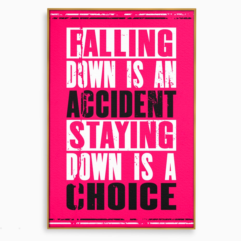Tablou canvas cu tablou canvas cu citat motivational vertical, in rama de aluminiu auriu